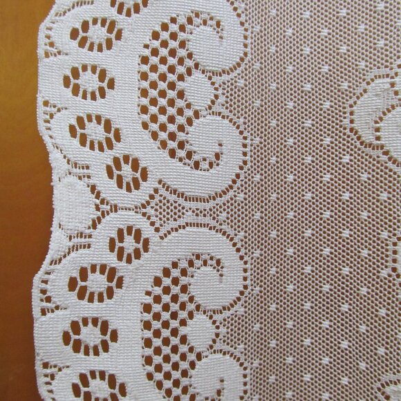 JC Penney Set of 3 Floral Lace Curtains Ivory Cream Scalloped Edges 72 x 42.5" - Picture 4 of 16